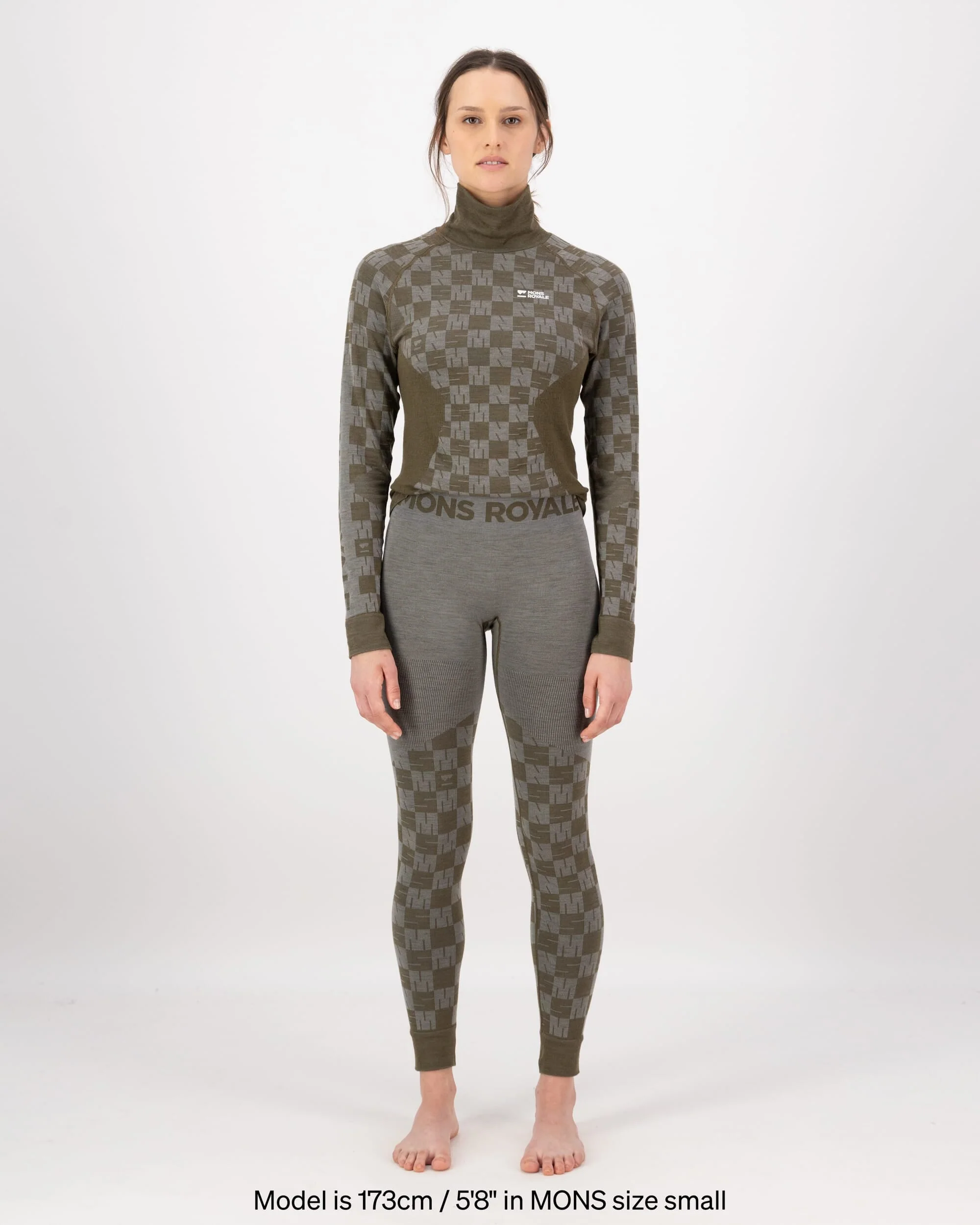 Ascender Merino Base Layer Mock Neck Long Sleeve - Dried Sage / Dark Olive | Women's Long Sleeve Top - Image 4
