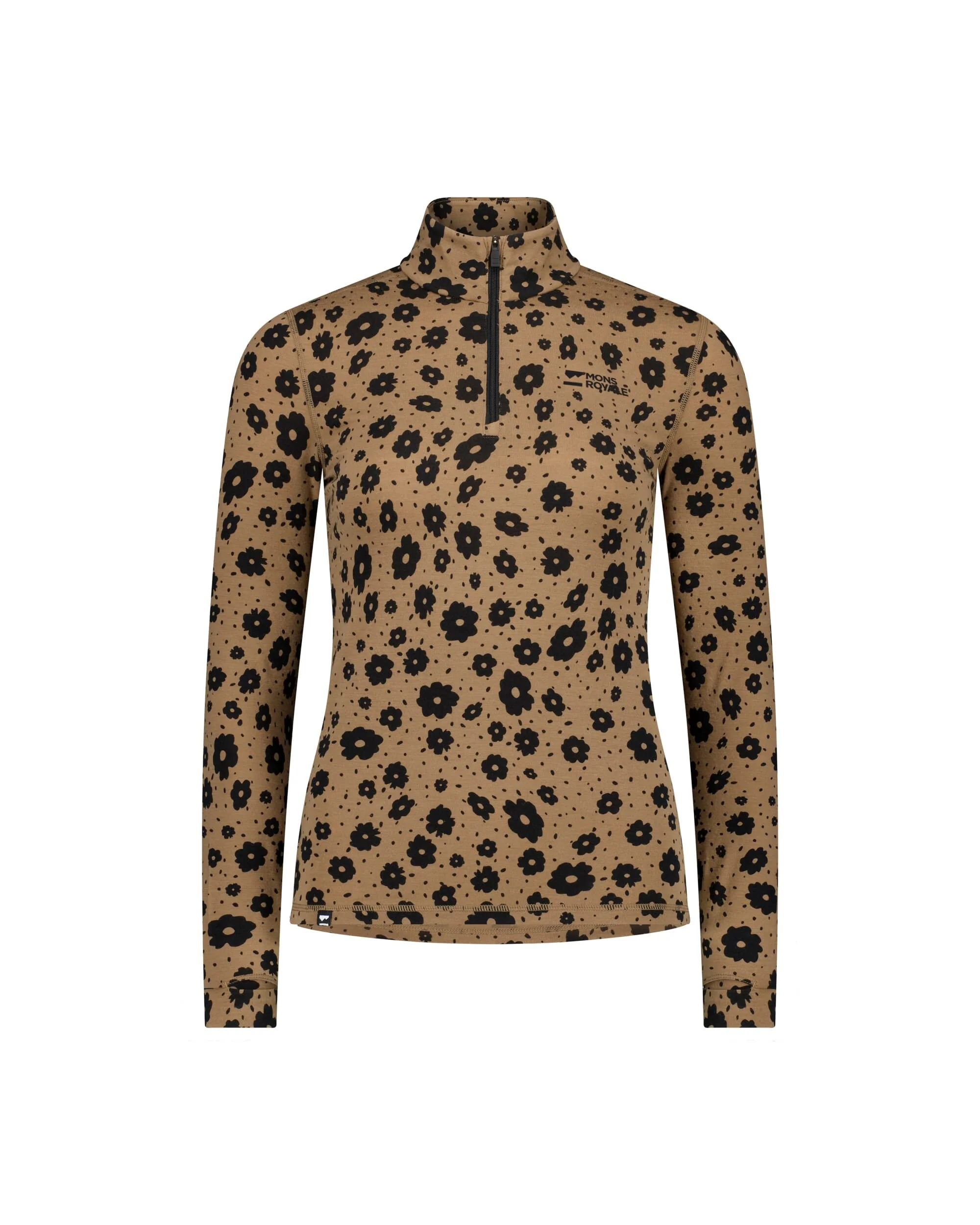 Cascade Merino Base Layer 1/4 Zip Long Sleeve - Aoraki Lily Toffee | Women's Long Sleeve Top - Image 6