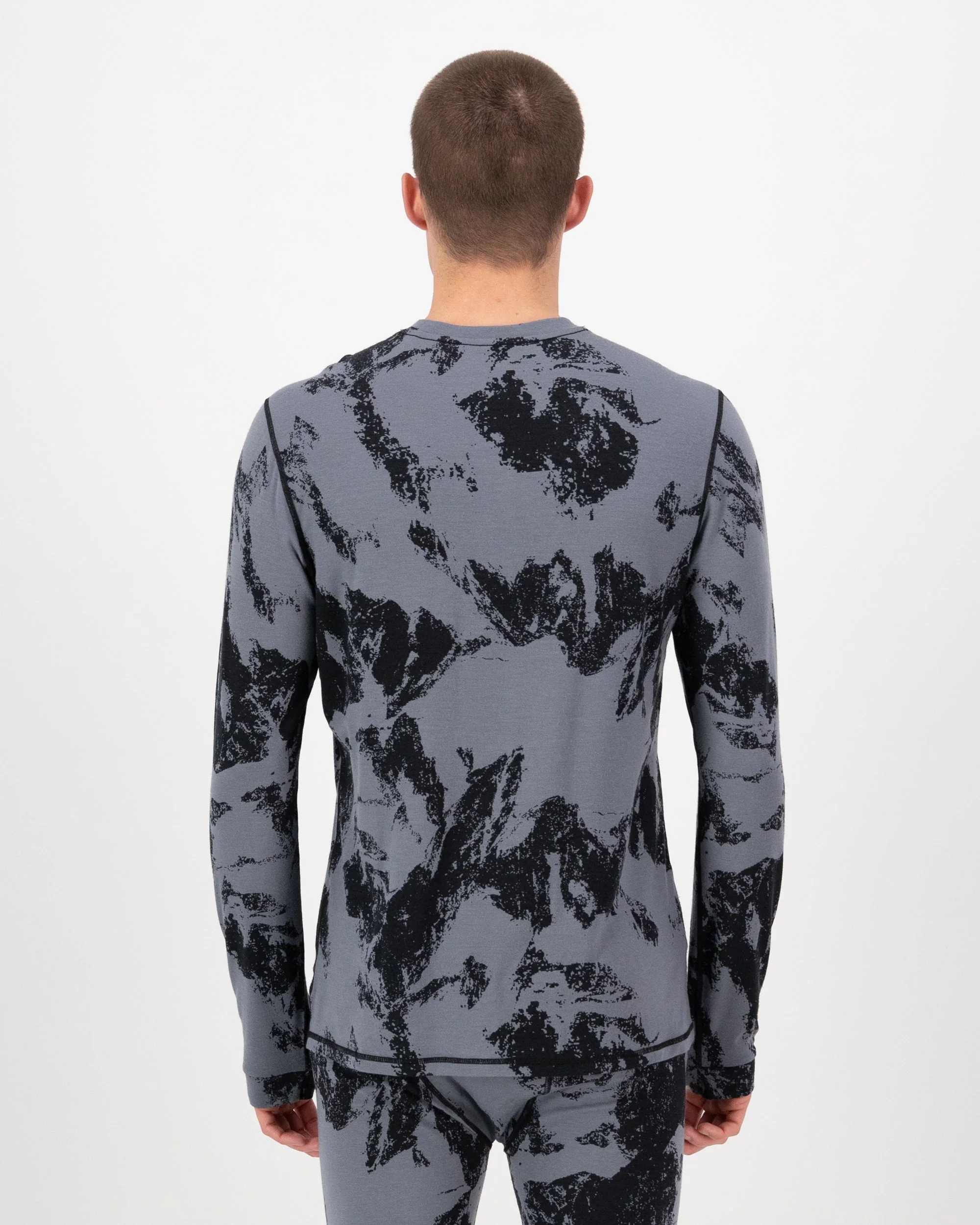 Cascade Merino Base Layer Long Sleeve - Mtn Pixel Grey | Men's Long Sleeve Top - Image 2