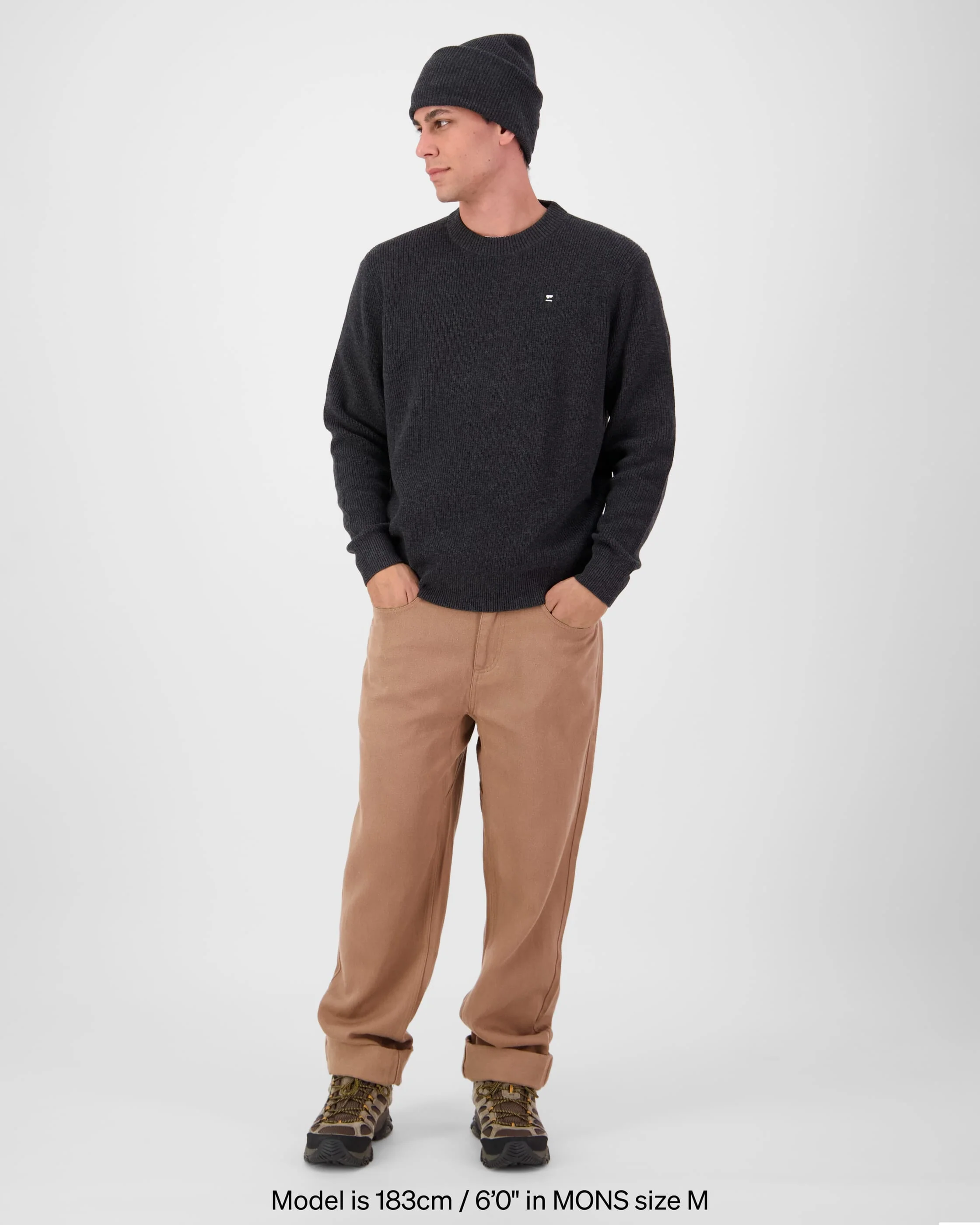 Wanaka Merino Knit Sweater - Deep Charcoal |  Men's Sweater - Image 3