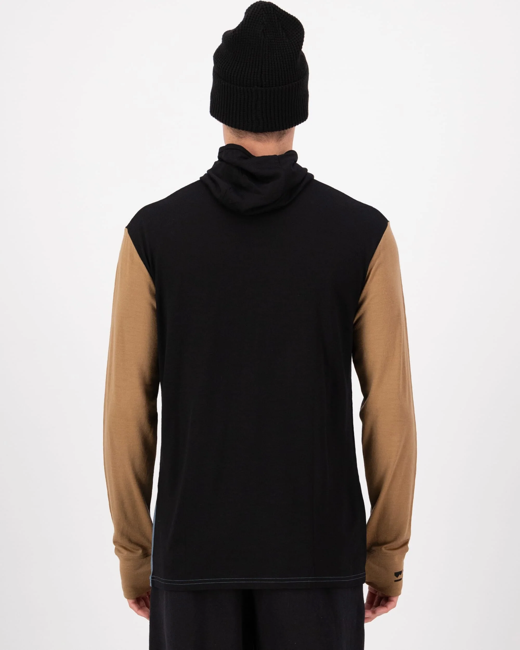 Yotei Merino Powder Hood Long Sleeve - Goblin Blue / Toffee / Black | Men's Long Sleeve Top - Image 2